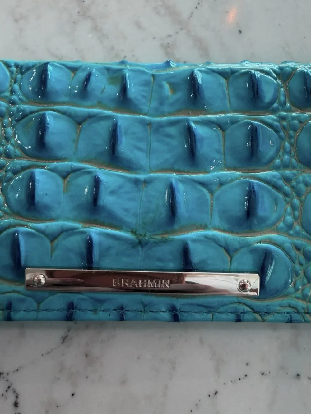 Women’s Brahmin Ady Wallet Peacock Blue Genuine Leather - Picture 2 of 7